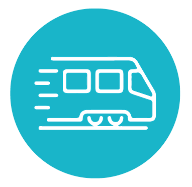 光圈中的白色火车图标